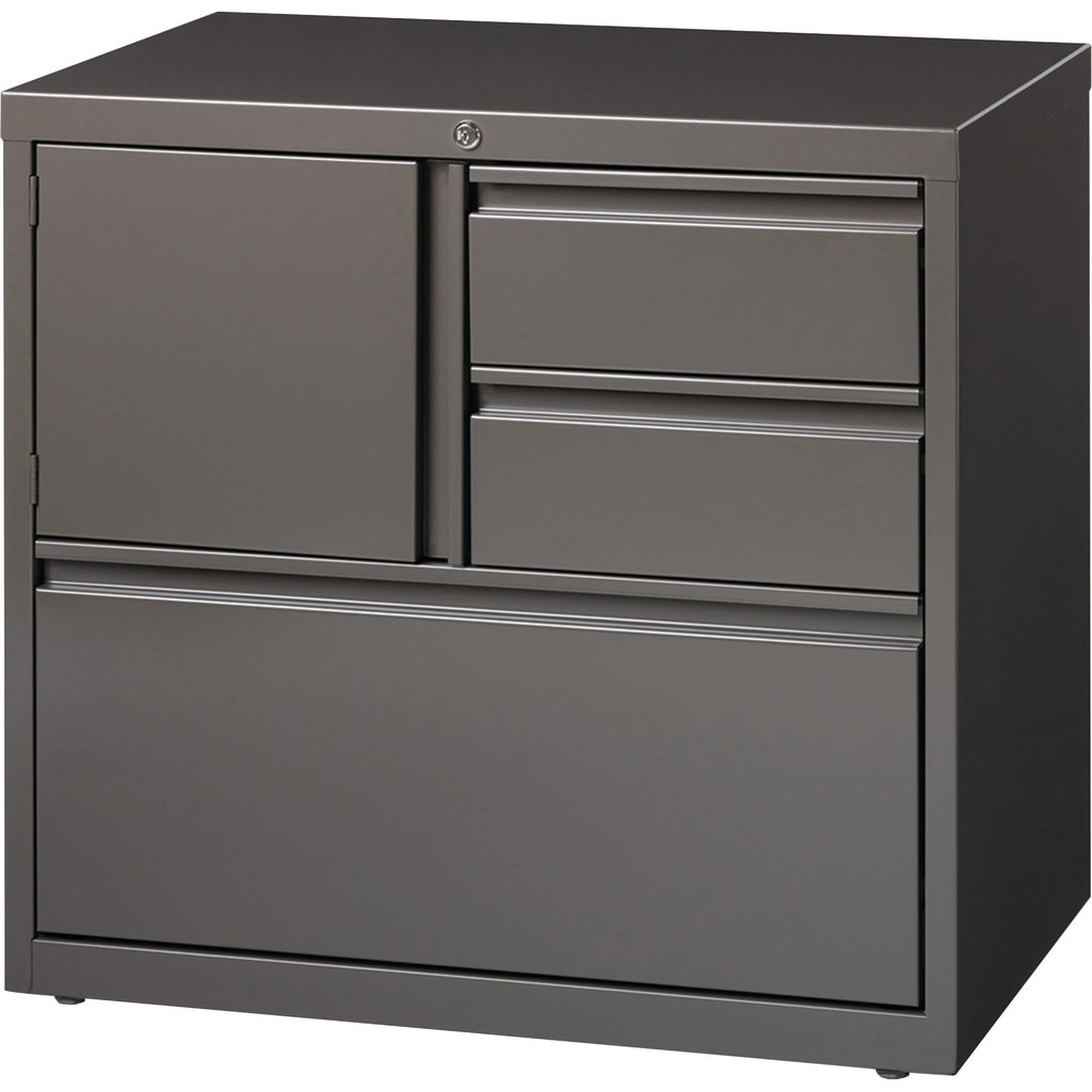Lorell 30" Personal Storage Center Lateral File - 30" x 18.6" x 28" - 3 x Drawer(s) for File, Box - A4, Letter, Legal - Hanging Rail, Glide Suspension, Grommet, Cable Management, Interlocking, Reinforced Base, Adjustable Glide, Magnetic Label Holder,