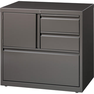 Lorell 30" Personal Storage Center Lateral File - 30" x 18.6" x 28" - 3 x Drawer(s) for File, Box - A4, Letter, Legal - Hanging Rail, Glide Suspension, Grommet, Cable Management, Interlocking, Reinforced Base, Adjustable Glide, Magnetic Label Holder,