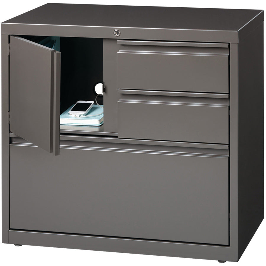 lorell-30-personal-storage-center-lateral-file-30-x-186-x-28-3-x-drawers-for-file-box-a4-letter-legal-hanging-rail-glide-suspension-grommet-cable-management-interlocking-reinforced-base-adjustable-glide-magnetic-label-holder_llr60934 - 4