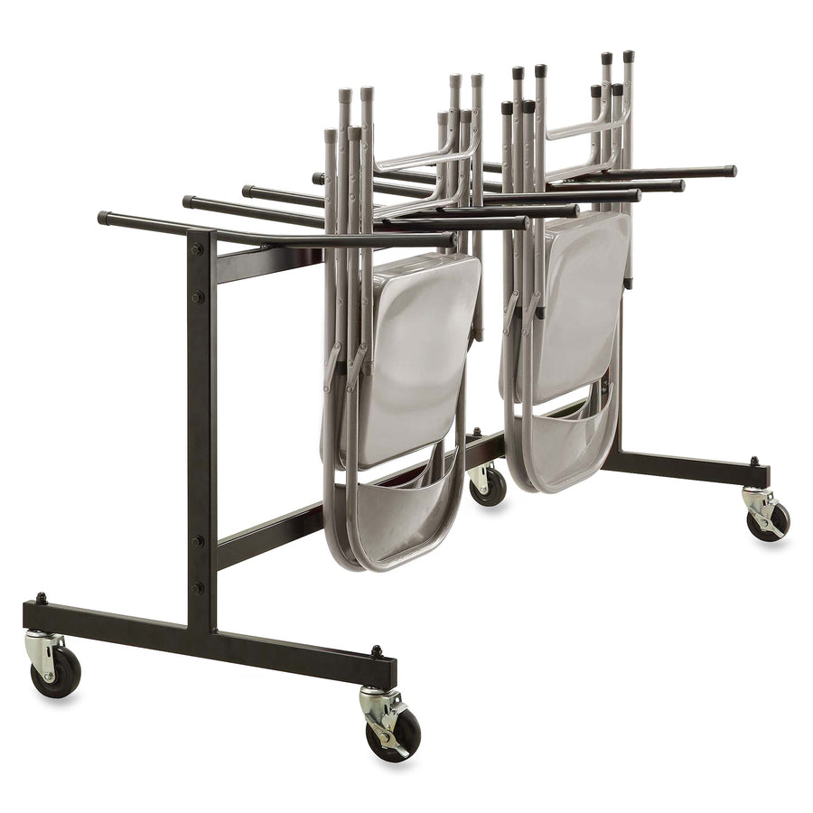 Lorell Folding Chair Dolly - x 68" Width x 30.8" Depth x 35.8" Height - Black Steel Frame - Black - For 42 Devices - 1 Each - 