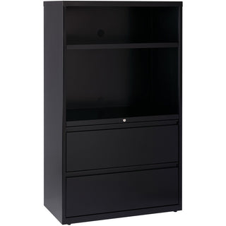 Lorell Box/Box/File Lateral File Combo Unit - 36" x 18.6" x 60" - 2 x Drawer(s) for File - Legal, Letter, A4 - Lateral - Cable Management, Leveling Glide, Adjustable Glide, Locking Drawer, Durable, Hanging Rail, Ball-bearing Suspension - Black - Bake