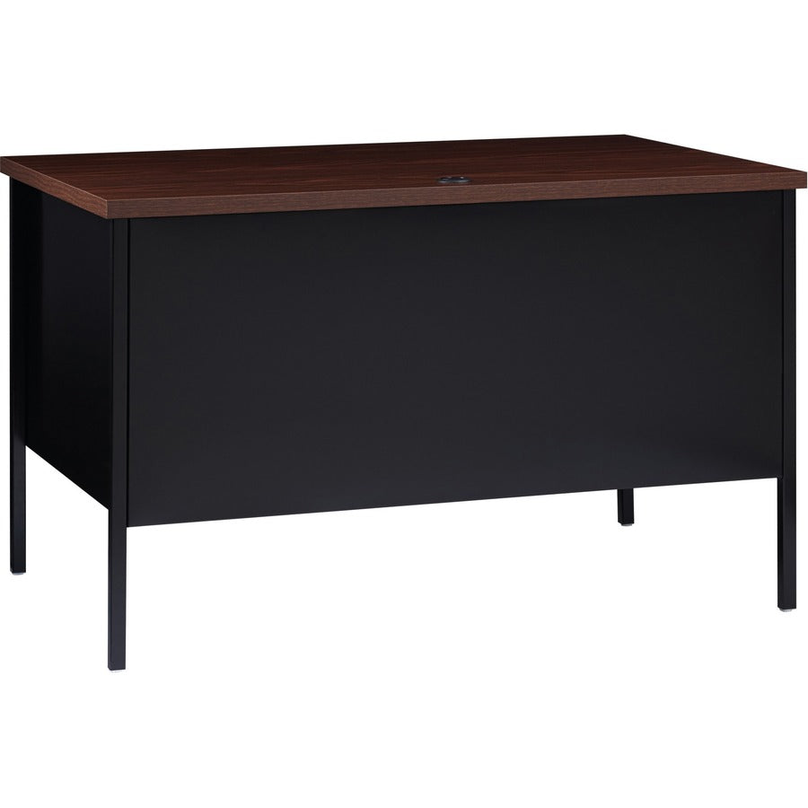 Lorell Fortress Series 48" Right Single-Pedestal Desk - For - Table TopLaminated Rectangle, Walnut Top - 30" Table Top Length x 48" Table Top Width x 1.13" Table Top Thickness - 29.50" Height - Assembly Required - Black Walnut - Steel - 1 Each