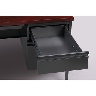 Lorell Fortress Series 48" Right Single-Pedestal Desk - For - Table TopLaminated Rectangle, Mahogany Top - 30" Table Top Length x 48" Table Top Width x 1.13" Table Top Thickness - 29.50" Height - Assembly Required - Mahogany - Steel - 1 Each
