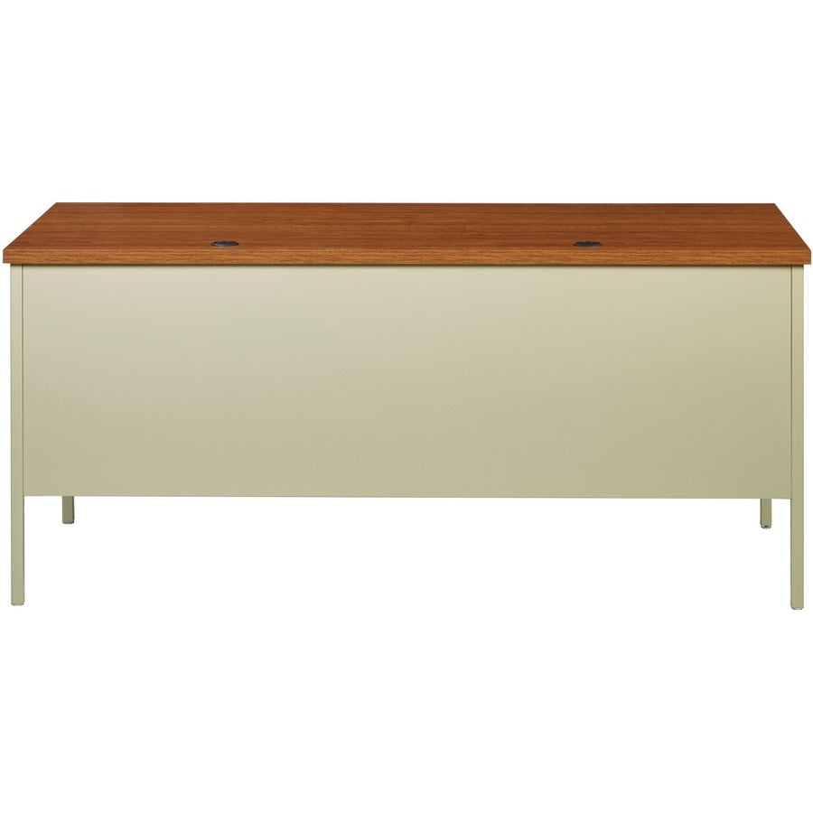 Lorell Fortress Series 66" Right-Pedestal Desk - For - Table TopOak Laminate Rectangle Top - 30" Table Top Length x 66" Table Top Width x 1.13" Table Top Thickness - 29.50" Height - Assembly Required - Oak, Putty - Steel - 1 Each