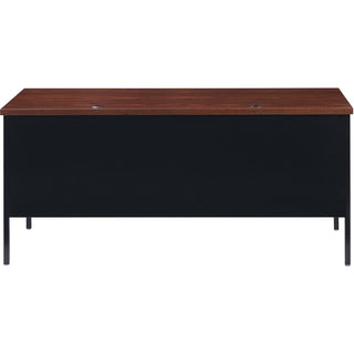 Lorell Fortress Series 66" Right-Pedestal Desk - For - Table TopLaminated Rectangle, Walnut Top - 30" Table Top Length x 66" Table Top Width x 1.13" Table Top Thickness - 29.50" Height - Assembly Required - Black Walnut - Steel - 1 Each