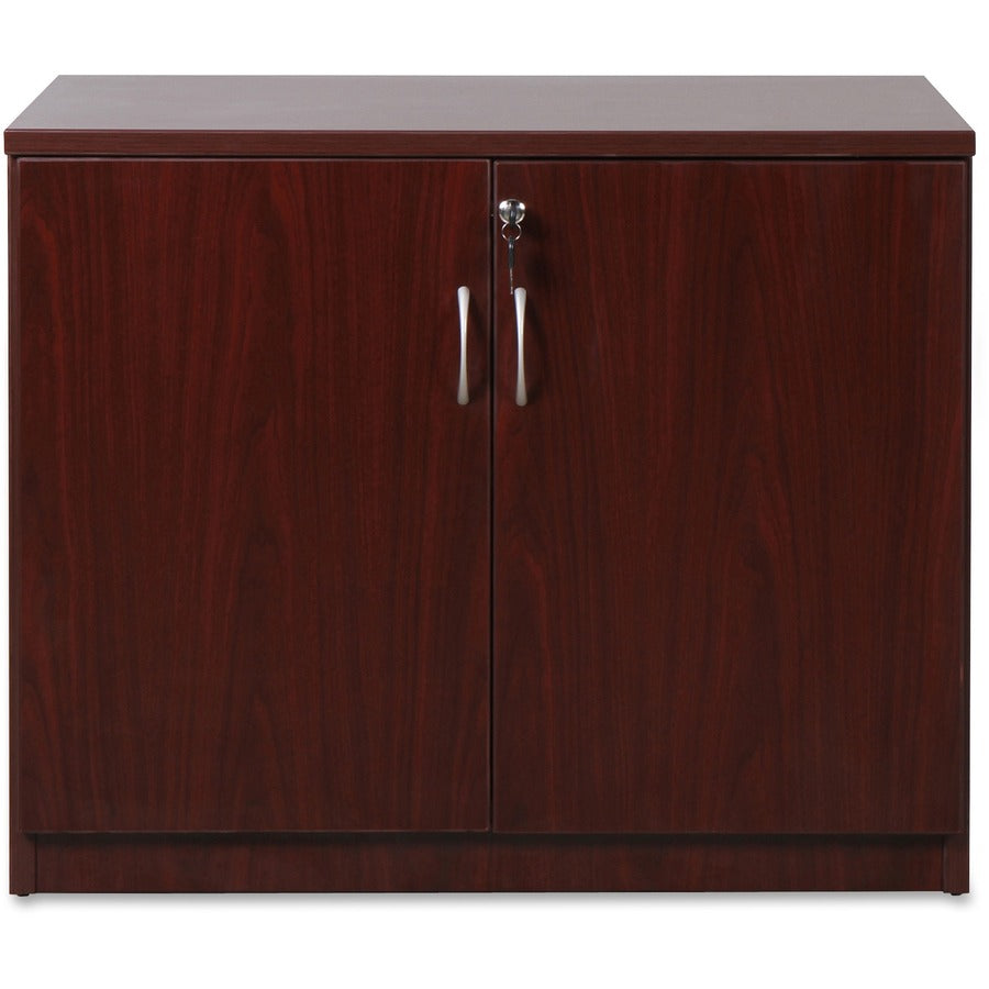 Lorell Essentials Series 2-Door Storage Cabinet - 36" x 22.5" x 29.5" - 2 x Door(s) - Mahogany - Laminate - Melamine Faced Chipboard (MFC)
