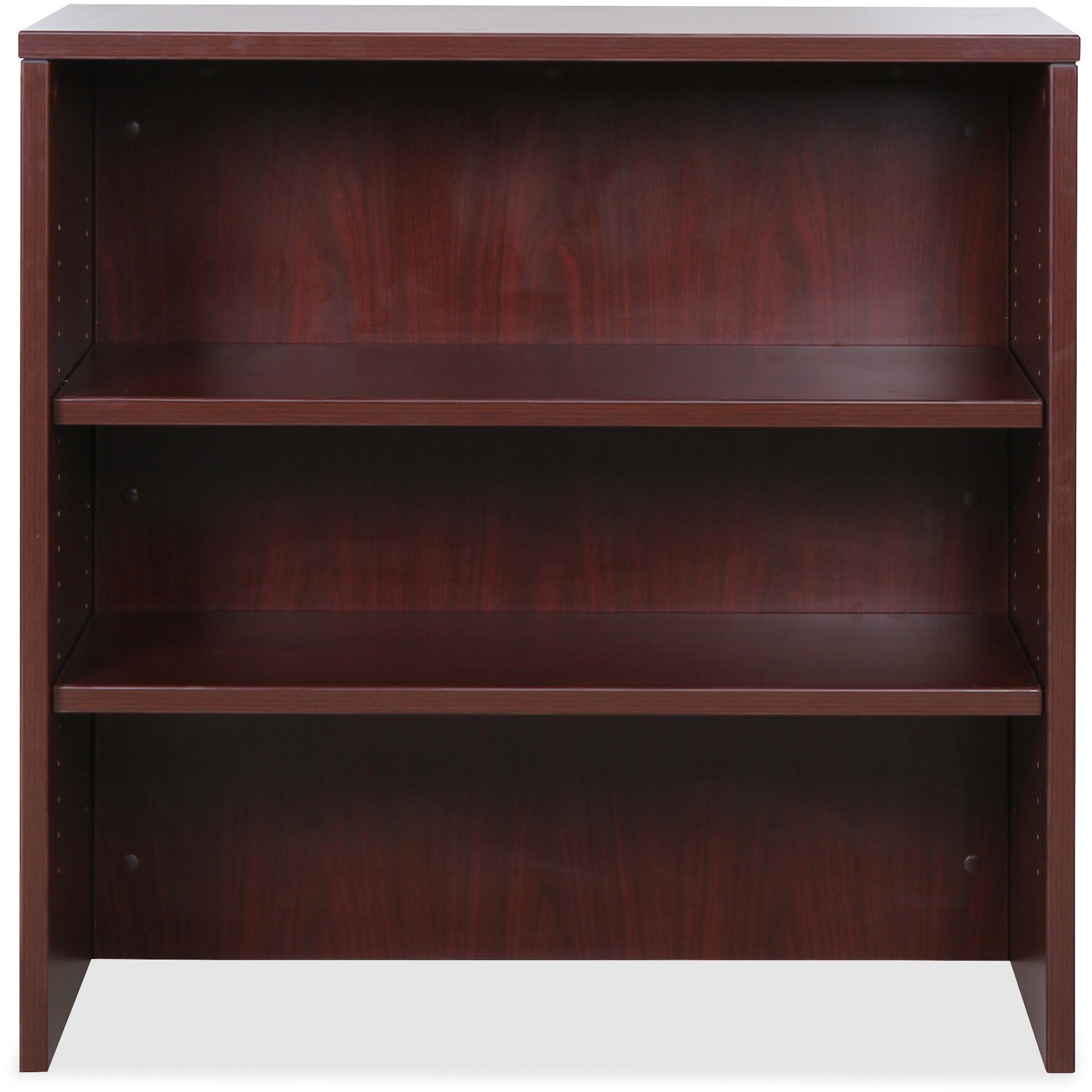 lorell-essentials-series-stack-on-bookshelf-36-x-15-x-36-2-x-shelfves-stackable-mahogany-laminate-mfc-polyvinyl-chloride-pvc-assembly-required_llr69614 - 2