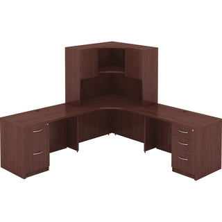 Lorell Essentials Series Corner Desk - For - Table TopLaminated Rectangle, Mahogany Top x 35.38" Table Top Width x 35.38" Table Top Depth x 1" Table Top Thickness - 29.50" Height - Assembly Required - Mahogany - 1 Each