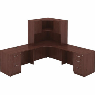 Lorell Essentials Series Corner Desk - For - Table TopLaminated Rectangle, Mahogany Top x 35.38" Table Top Width x 35.38" Table Top Depth x 1" Table Top Thickness - 29.50" Height - Assembly Required - Mahogany - 1 Each