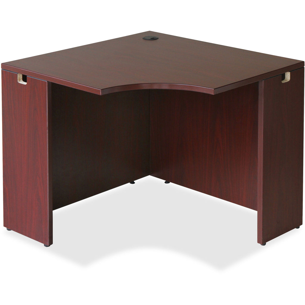 Lorell Essentials Series Corner Desk - For - Table TopLaminated Rectangle, Mahogany Top x 35.38" Table Top Width x 35.38" Table Top Depth x 1" Table Top Thickness - 29.50" Height - Assembly Required - Mahogany - 1 Each