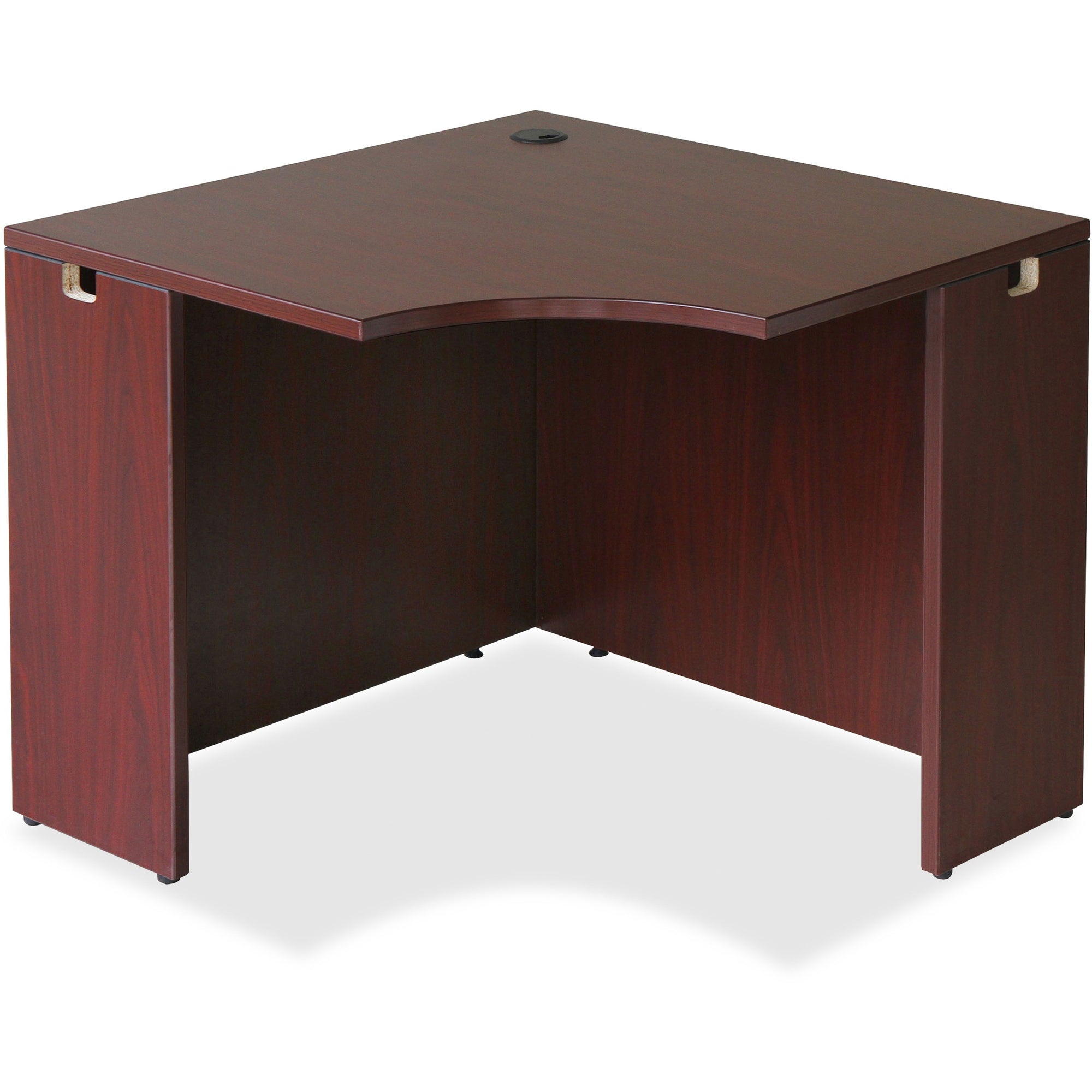 Lorell Essentials Series Corner Desk - For - Table TopLaminated Rectangle, Mahogany Top x 35.38" Table Top Width x 35.38" Table Top Depth x 1" Table Top Thickness - 29.50" Height - Assembly Required - Mahogany - 1 Each