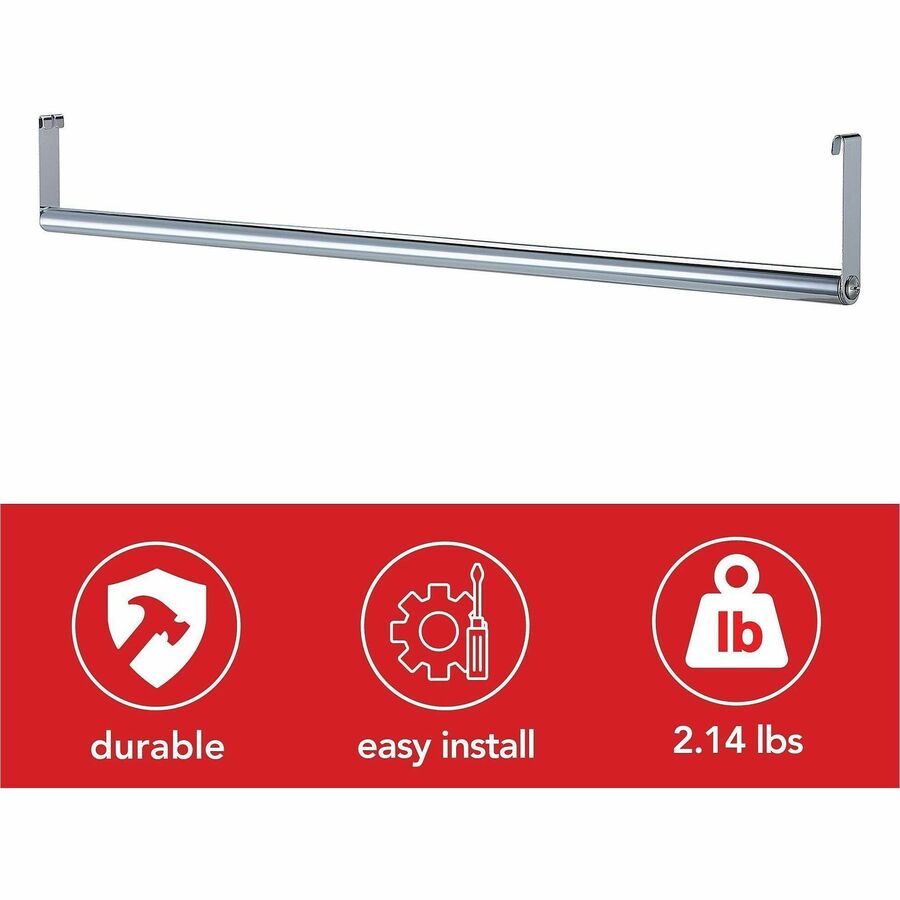 Lorell Industrial Wire Shelving Garment Hanger Bar - 48" Length - for Garment, Coat - 1 Each