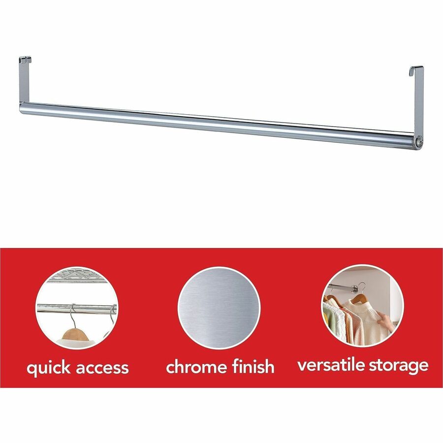 Lorell Industrial Wire Shelving Garment Hanger Bar - 48" Length - for Garment, Coat - 1 Each