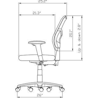 Lorell Mid-back Mesh Office Chair - Black Fabric Seat - Black Nylon Back - 5-star Base - Black - 1 Each