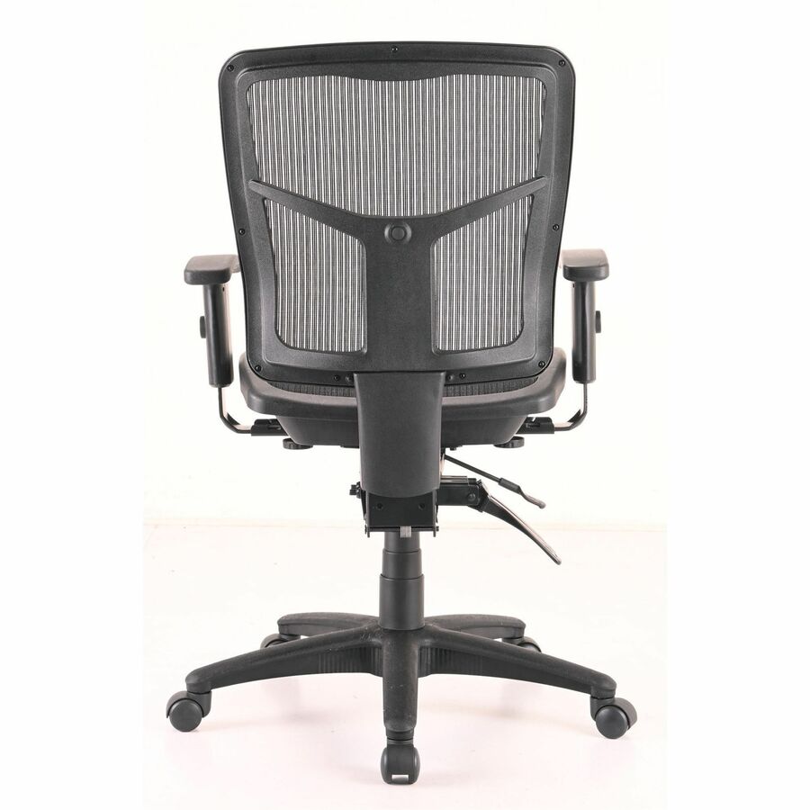 Lorell Mid-Back Mesh Swivel Office Chair - Black Frame - 5-star Base - Black, Silver - 1 Each