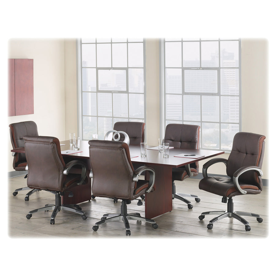 Lorell Essentials Rectangular Modular Conference Table - For - Table TopLaminated Rectangle, Mahogany Top - Panel Leg Base - 2 Legs x 70.88" Table Top Width x 35.38" Table Top Depth x 1.25" Table Top Thickness - 29.50" Height - Assembly Required - Ma - 