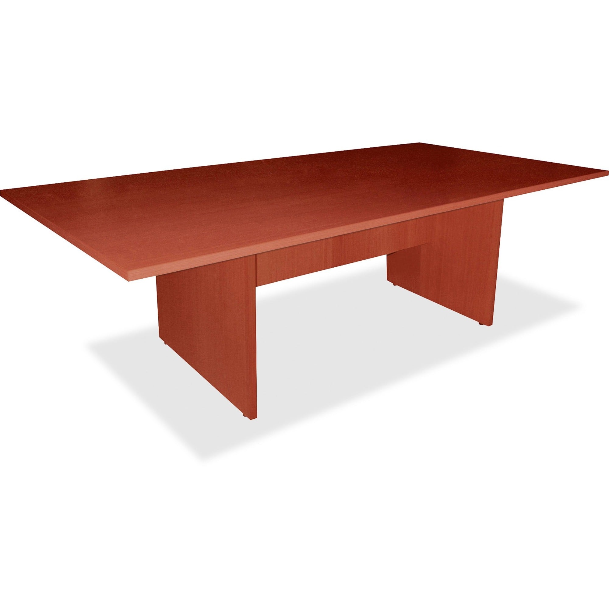 Lorell Essentials Rectangular Modular Conference Table - For - Table TopCherry Rectangle, Laminated Top - Panel Leg Base - 2 Legs x 70.88" Table Top Width x 35.38" Table Top Depth x 1.25" Table Top Thickness - 29.50" Height - Assembly Required - Cher