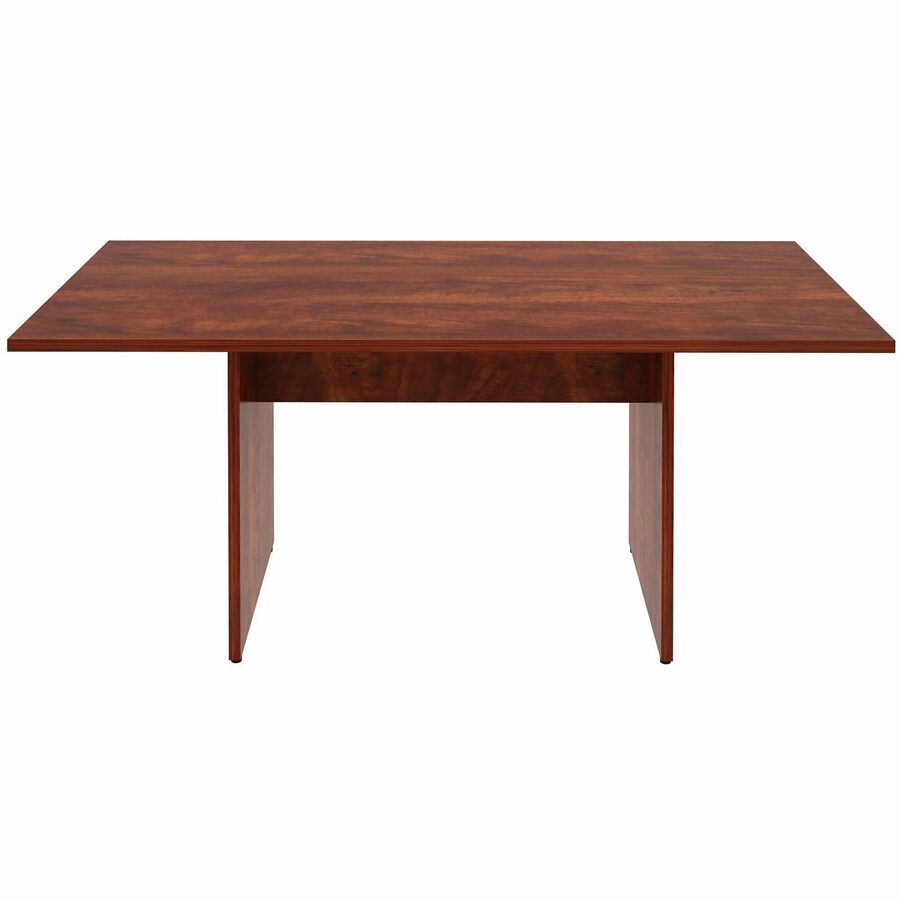 Lorell Essentials Rectangular Modular Conference Table - For - Table TopCherry Rectangle, Laminated Top - Panel Leg Base - 2 Legs x 70.88" Table Top Width x 35.38" Table Top Depth x 1.25" Table Top Thickness - 29.50" Height - Assembly Required - Cher