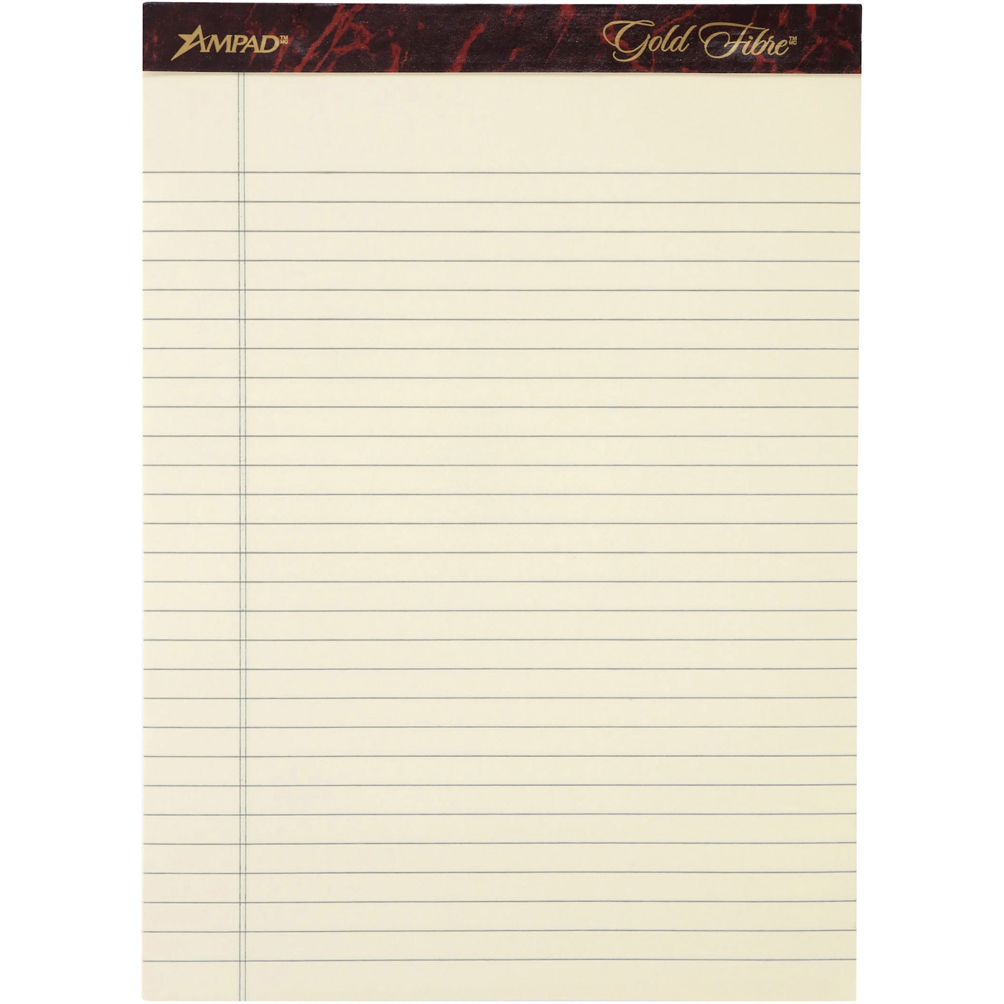 Ampad Gold Fibre Legal Rule Retro Writing Pads - 50 Sheets - Wire Bound - 0.34" Ruled - 20 lb Basis Weight - 8 1/2" x 11 3/4" - Ivory Paper - Micro Perforated, Easy Tear, Chipboard Backing, Heavyweight - 4 / Pack - 