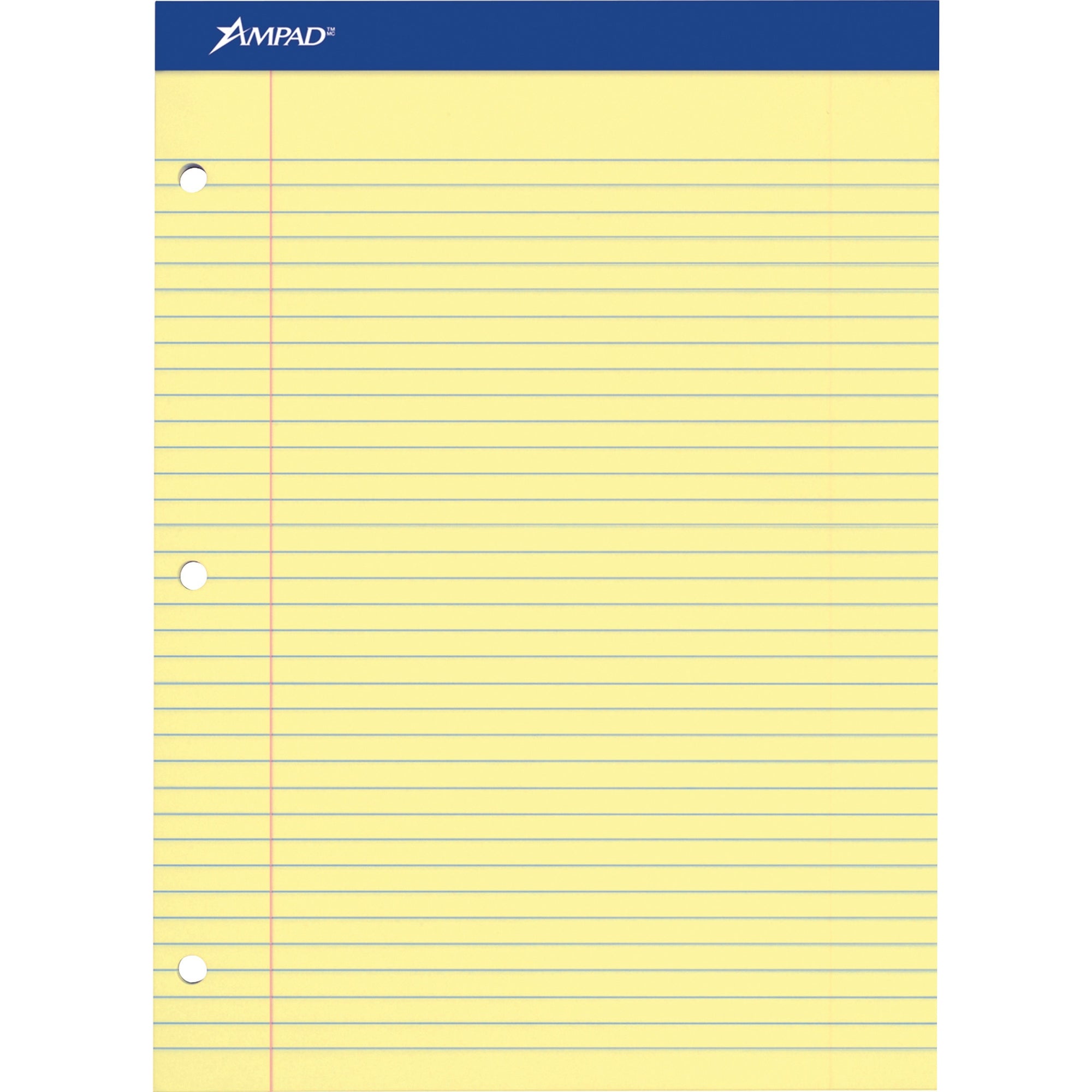 Double Sheet Pads, Medium/College Rule, 100 Canary-Yellow 8.5 x 11.75 Sheets