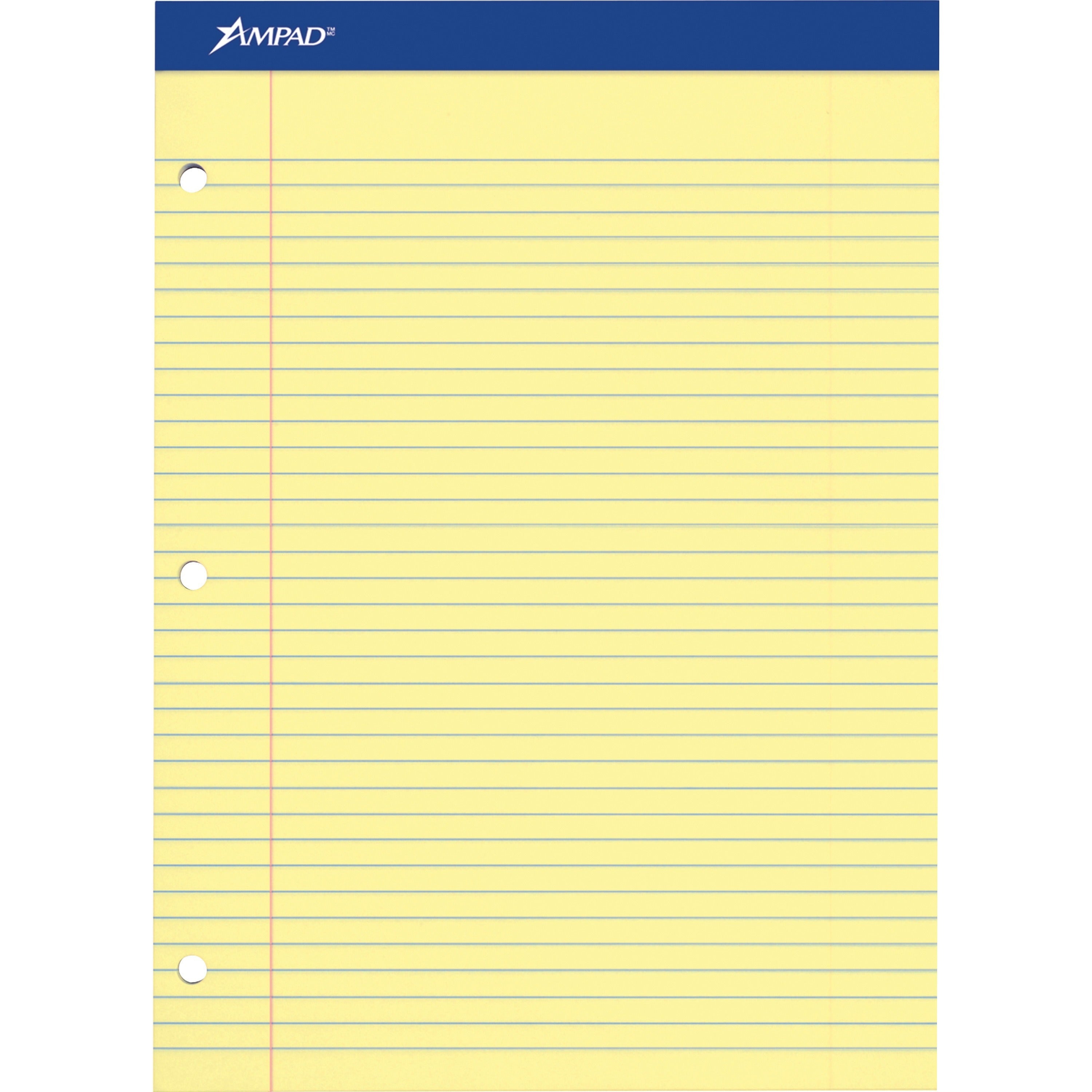 Double Sheet Pads, Medium/College Rule, 100 Canary-Yellow 8.5 x 11.75 Sheets