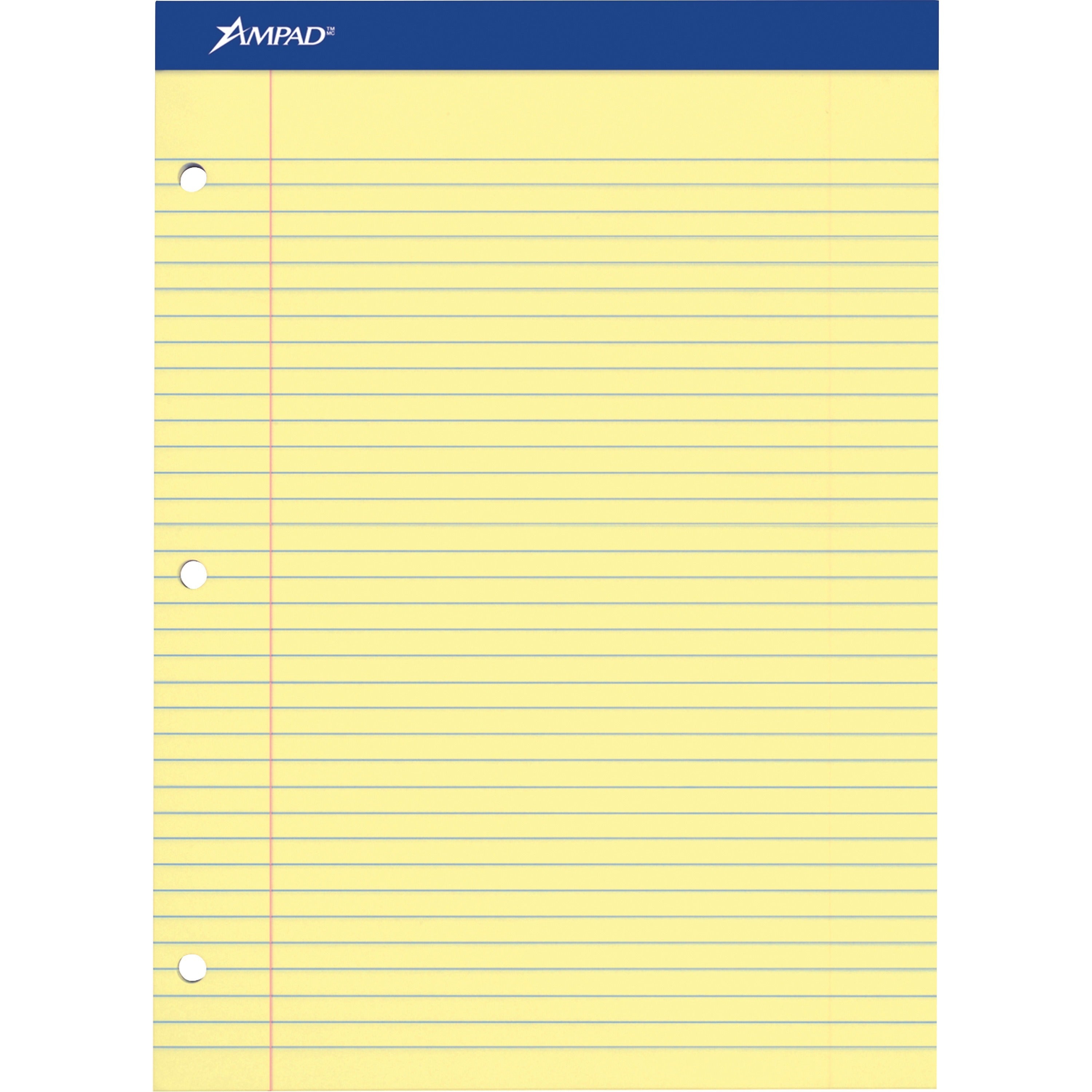 Double Sheet Pads, Wide/Legal Rule, 100 Canary-Yellow 8.5 x 11.75 Sheets