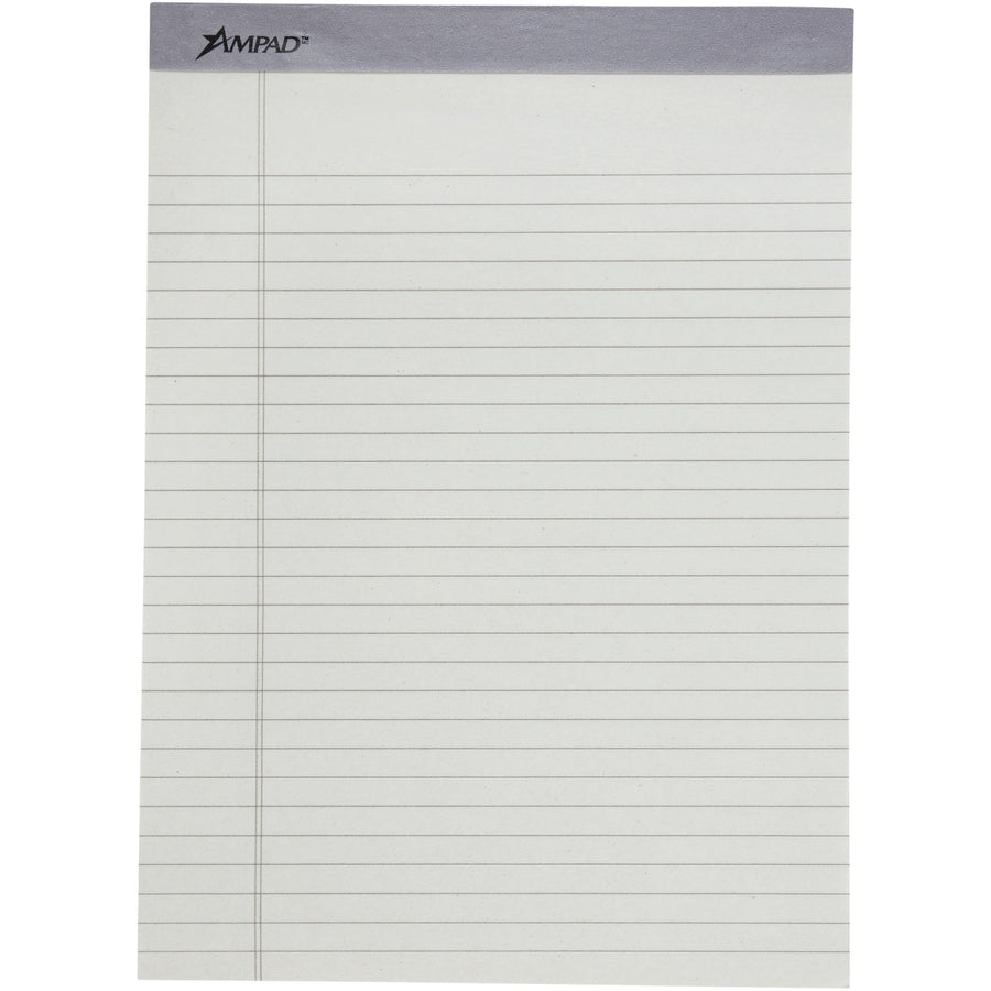 Ampad Pastel Perforated Pad - 50 Sheets - 0.34" Ruled - 15 lb Basis Weight - Letter - 8 1/2" x 11" - Micro Perforated - 6 / Pack - 