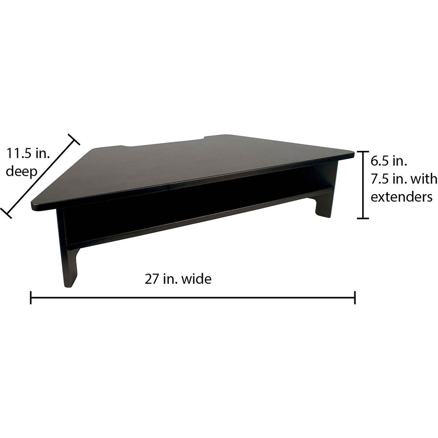Victor High Rise Monitor Stand - Monitor Stand - Desk Riser - 7.5" Height x 27" Width x 11.5" Depth - Wood - Black