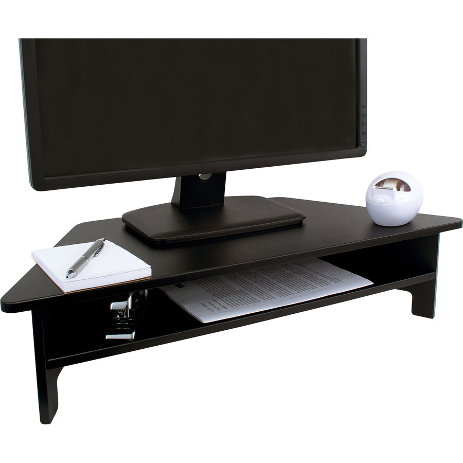 Victor High Rise Monitor Stand - Monitor Stand - Desk Riser - 7.5" Height x 27" Width x 11.5" Depth - Wood - Black - 