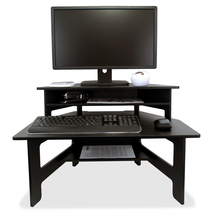 Victor High Rise Monitor Stand - Monitor Stand - Desk Riser - 7.5" Height x 27" Width x 11.5" Depth - Wood - Black - 