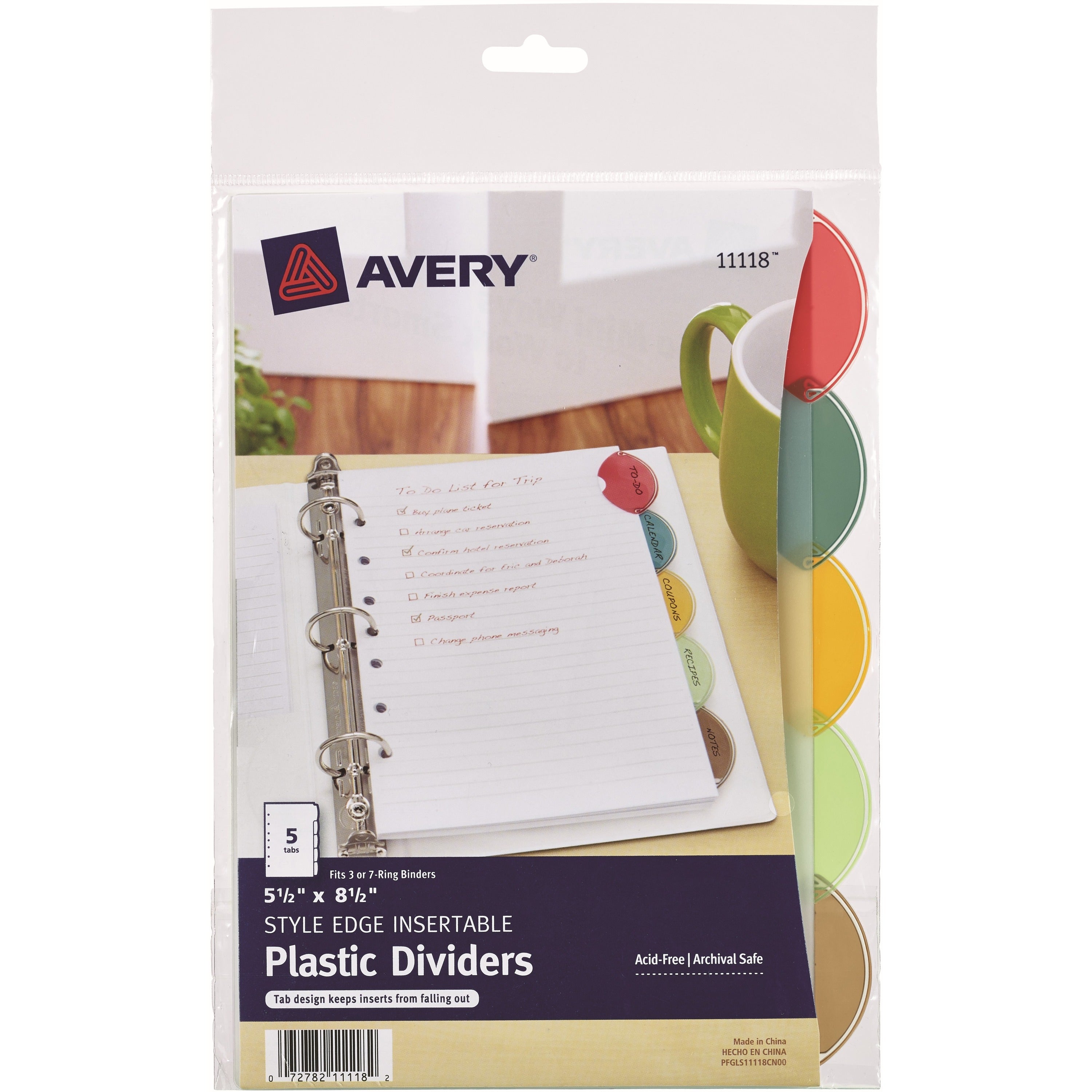 Insertable Style Edge Tab Plastic Dividers, 7-Hole Punched, 5-Tab, 8.5 x 5.5, Translucent, 1 Set