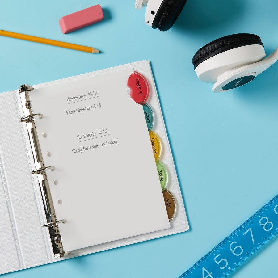 Insertable Style Edge Tab Plastic Dividers, 7-Hole Punched, 5-Tab, 8.5 x 5.5, Translucent, 1 Set
