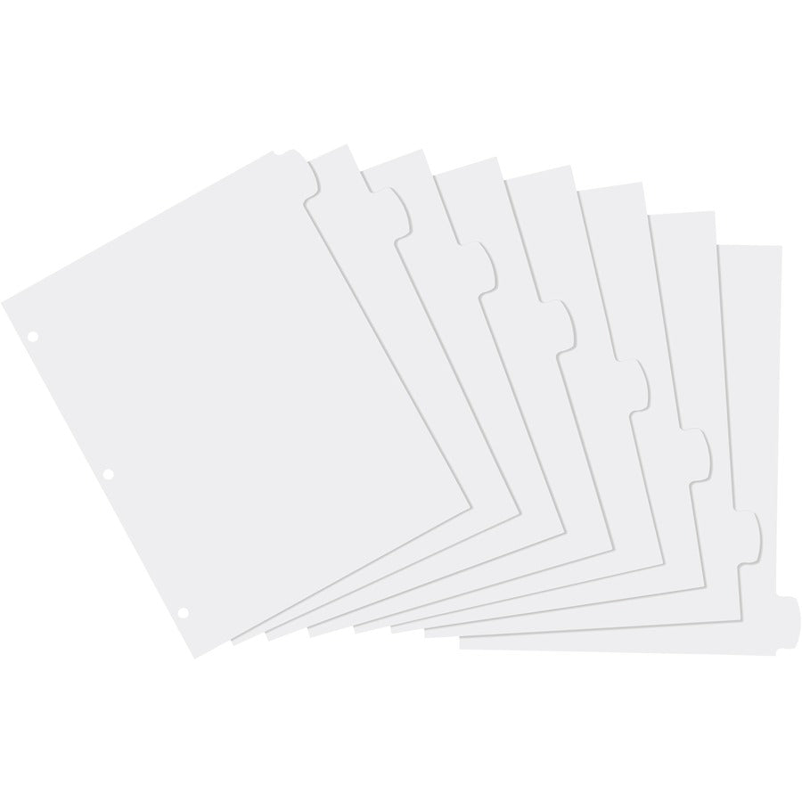 Write and Erase Big Tab Durable Plastic Dividers, 3-Hole Punched, 8-Tab, 11 x 8.5, White, 1 Set
