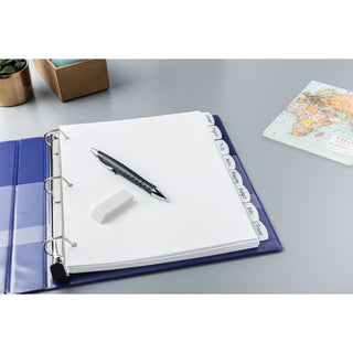 Write and Erase Big Tab Durable Plastic Dividers, 3-Hole Punched, 8-Tab, 11 x 8.5, White, 1 Set