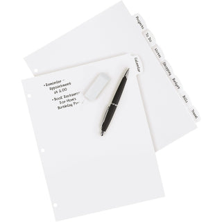 Write and Erase Big Tab Durable Plastic Dividers, 3-Hole Punched, 8-Tab, 11 x 8.5, White, 1 Set
