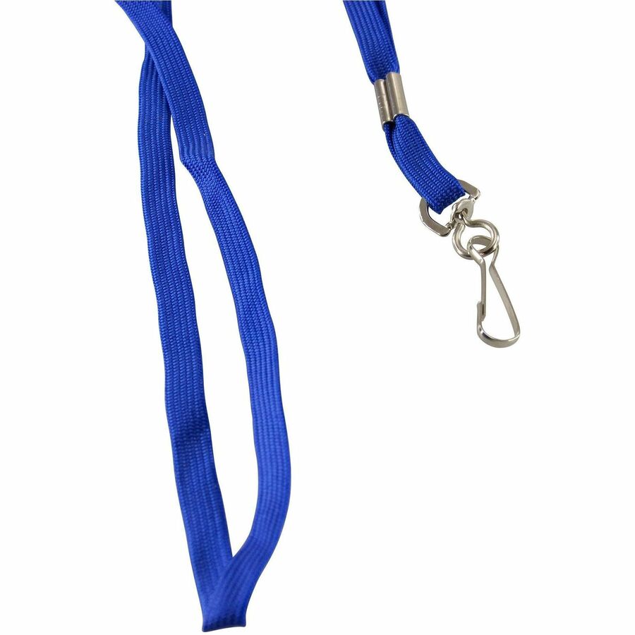 SICURIX Flat Metal Hook Lanyard - 100 / Pack - 0.4" Width x 36" Length - Blue