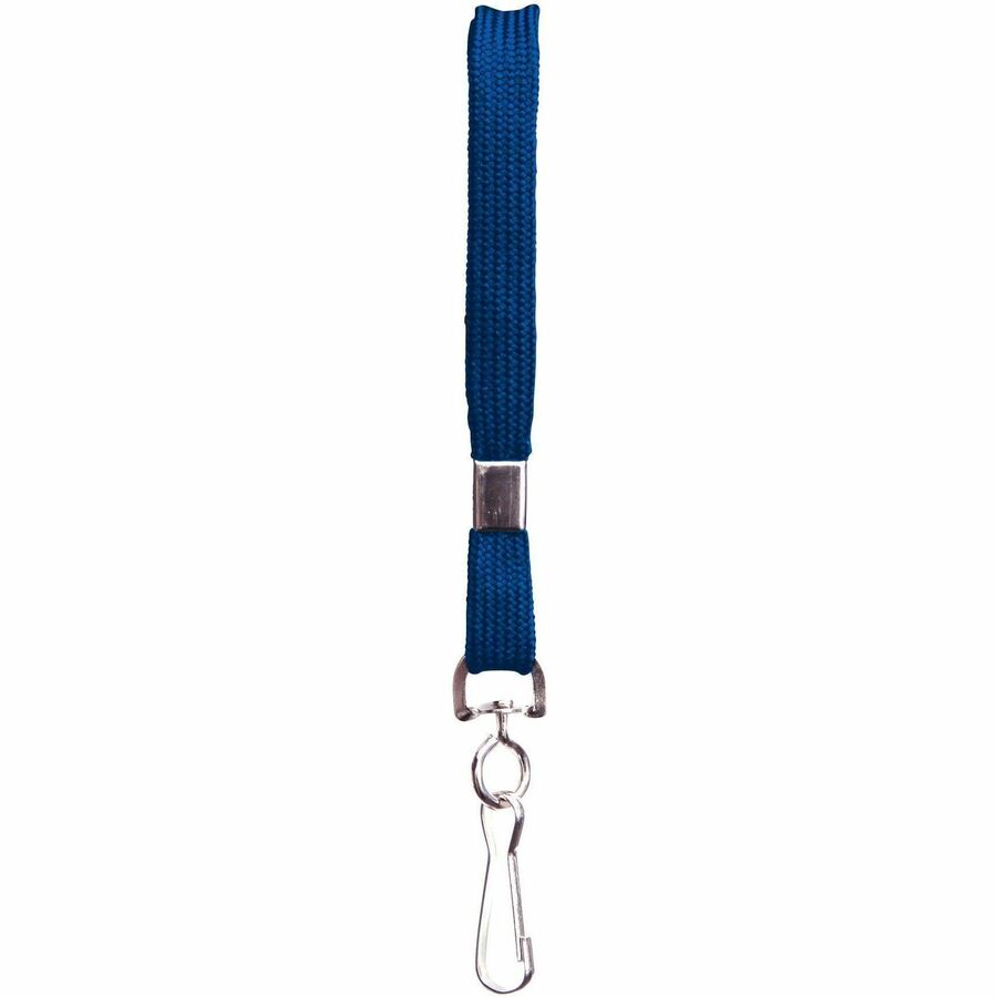 SICURIX Flat Metal Hook Lanyard - 100 / Pack - 0.4" Width x 36" Length - Blue