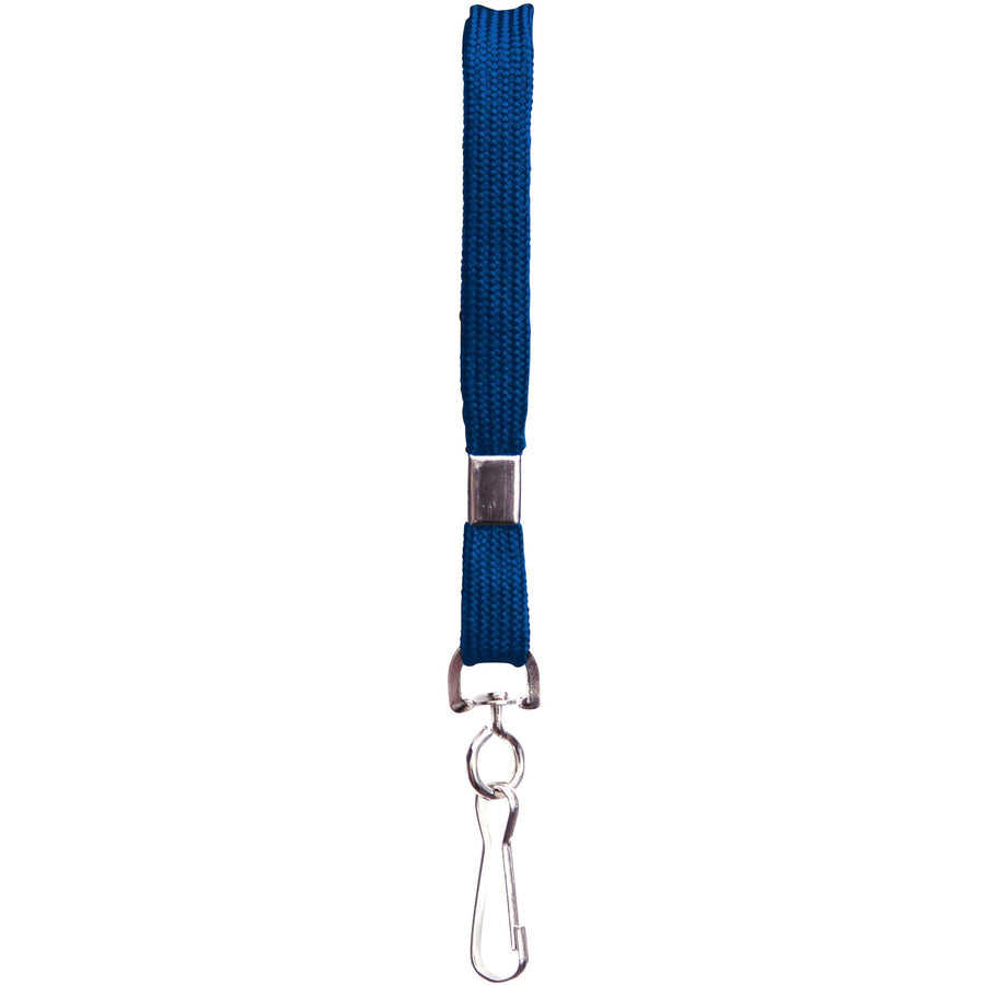 SICURIX Flat Metal Hook Lanyard - 100 / Pack - 0.4" Width x 36" Length - Blue - 