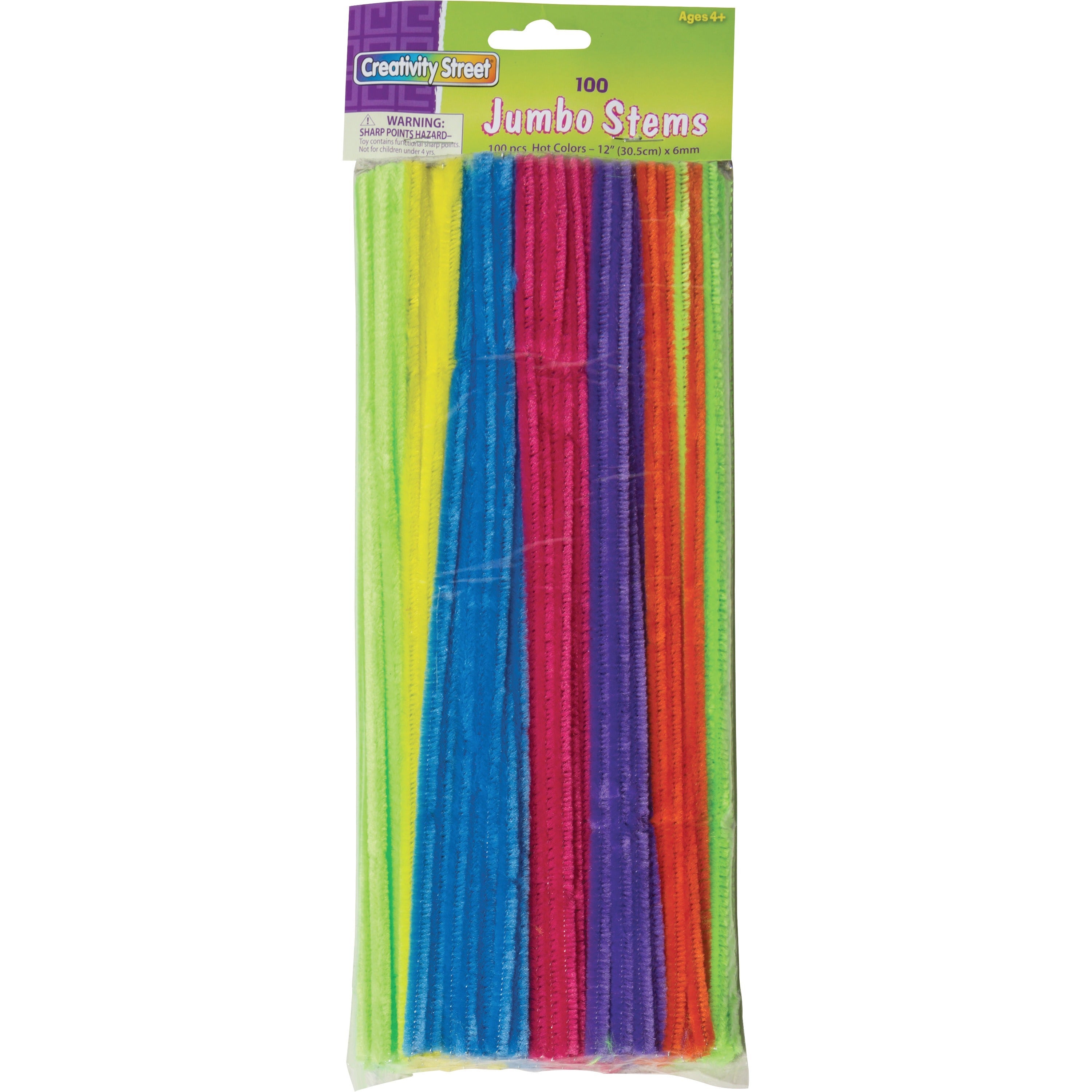 creativity-street-jumbo-chenille-pipe-cleaners-craft-project-classroom-12height-x-025width-x-2362-milthickness-x-15length-100-pack-neon-polyester_pac711004 - 1