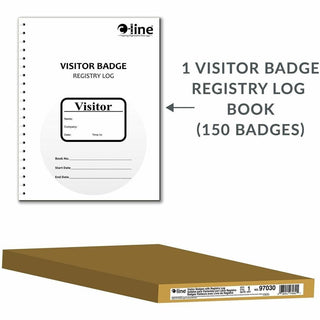 Visitor Badges with Registry Log, 3 5/8 x 1 7/8, White, 150 Badges/Box