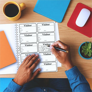 Visitor Badges with Registry Log, 3 5/8 x 1 7/8, White, 150 Badges/Box