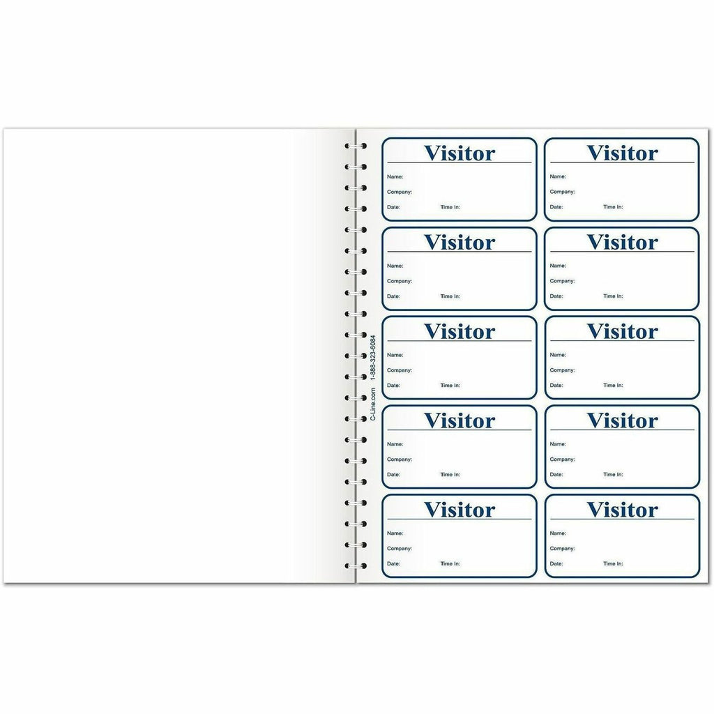 Visitor Badges with Registry Log, 3 5/8 x 1 7/8, White, 150 Badges/Box