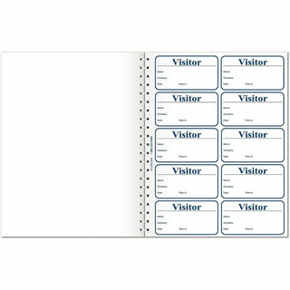 Visitor Badges with Registry Log, 3 5/8 x 1 7/8, White, 150 Badges/Box
