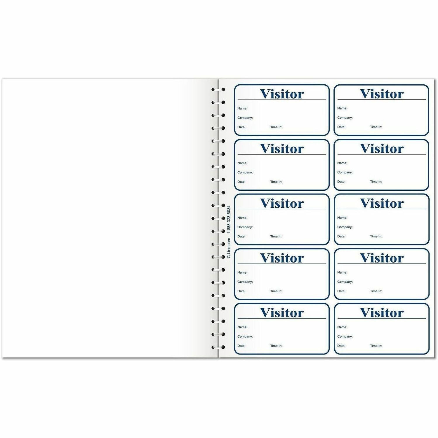 Visitor Badges with Registry Log, 3 5/8 x 1 7/8, White, 150 Badges/Box