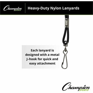 Lanyard, Metal J-Hook Fastener, 20" Long, Black, 12/Pack