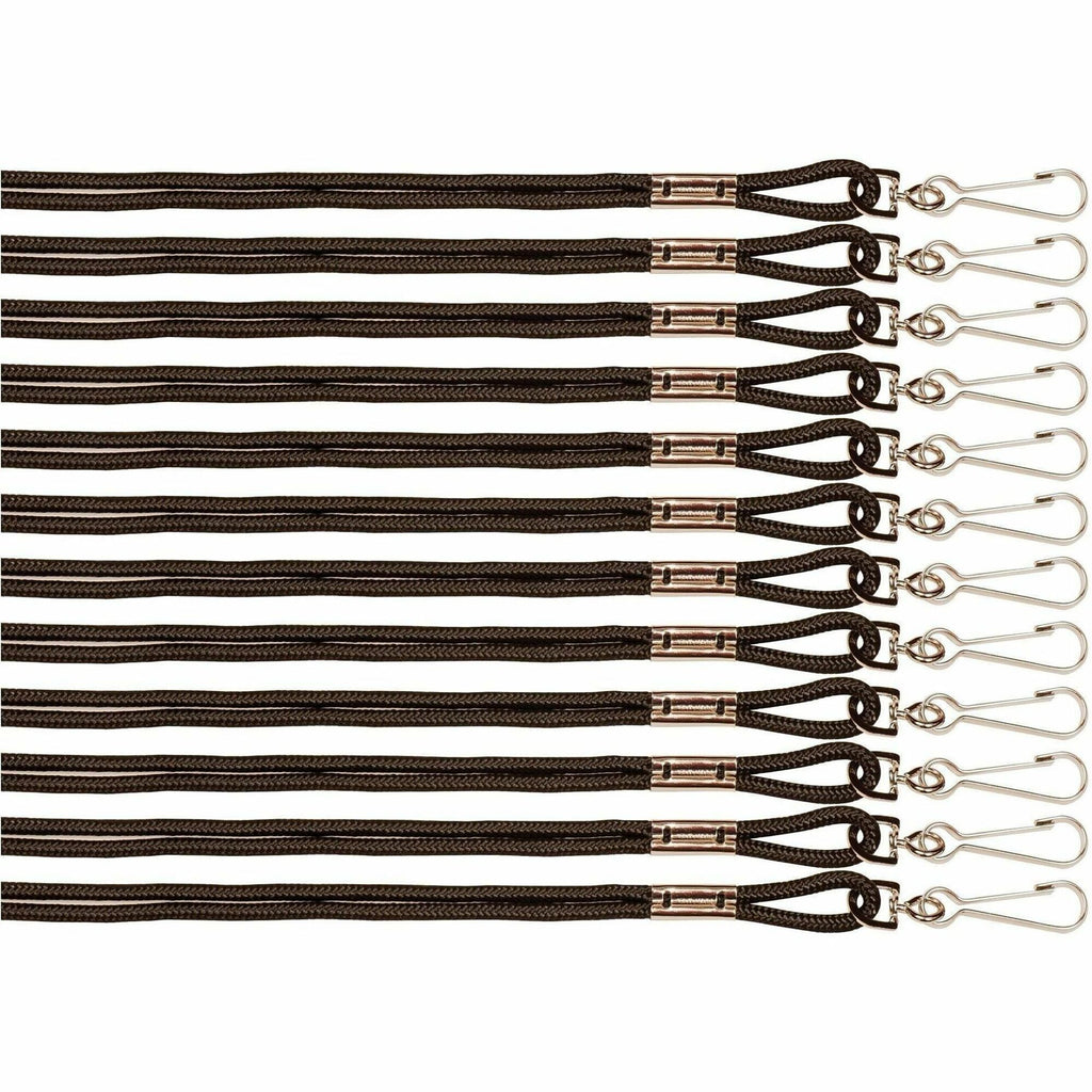 Lanyard, Metal J-Hook Fastener, 20" Long, Black, 12/Pack