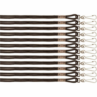 Lanyard, Metal J-Hook Fastener, 20" Long, Black, 12/Pack