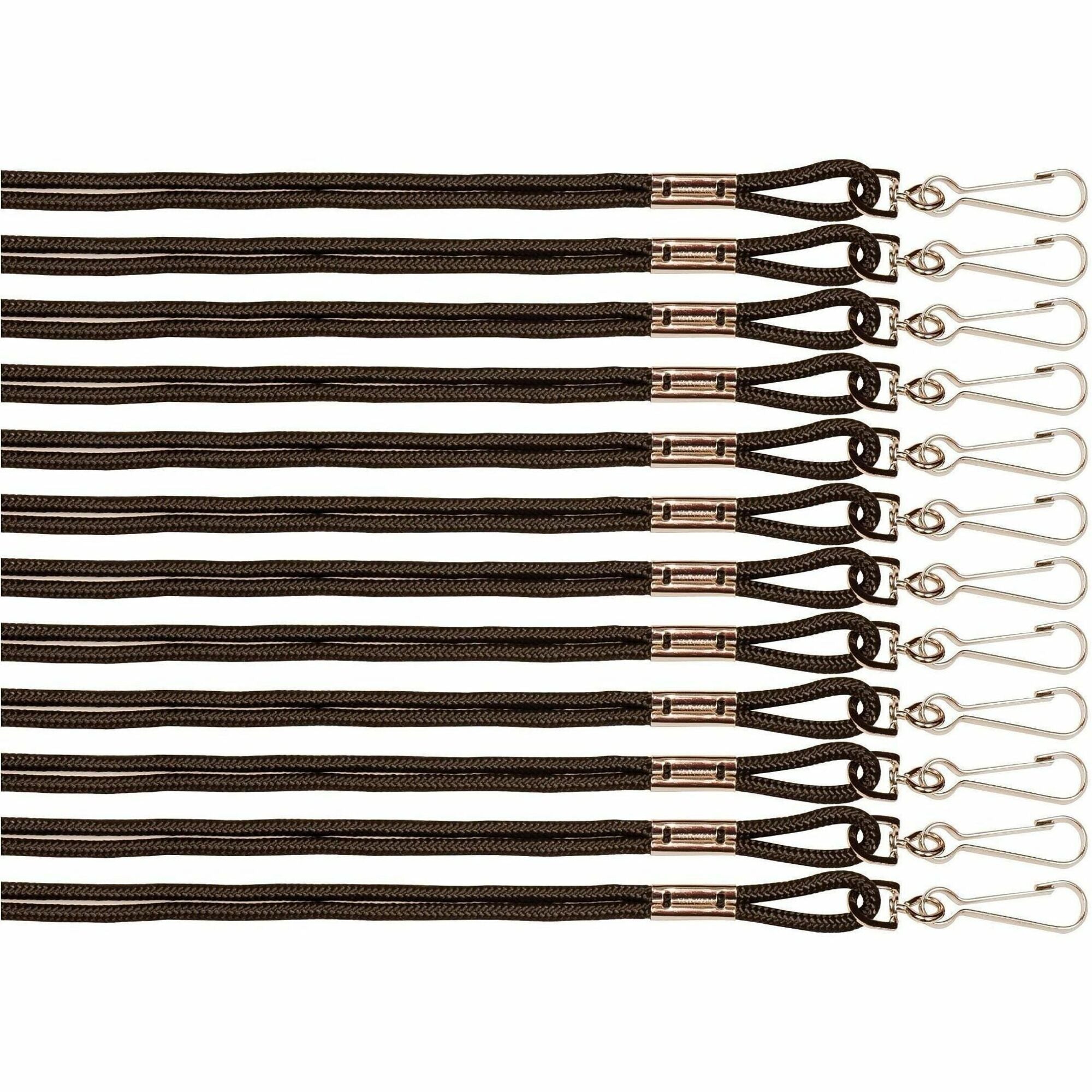 Lanyard, Metal J-Hook Fastener, 20" Long, Black, 12/Pack