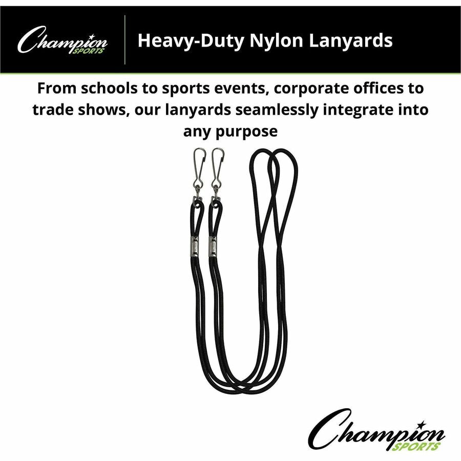 Lanyard, Metal J-Hook Fastener, 20" Long, Black, 12/Pack