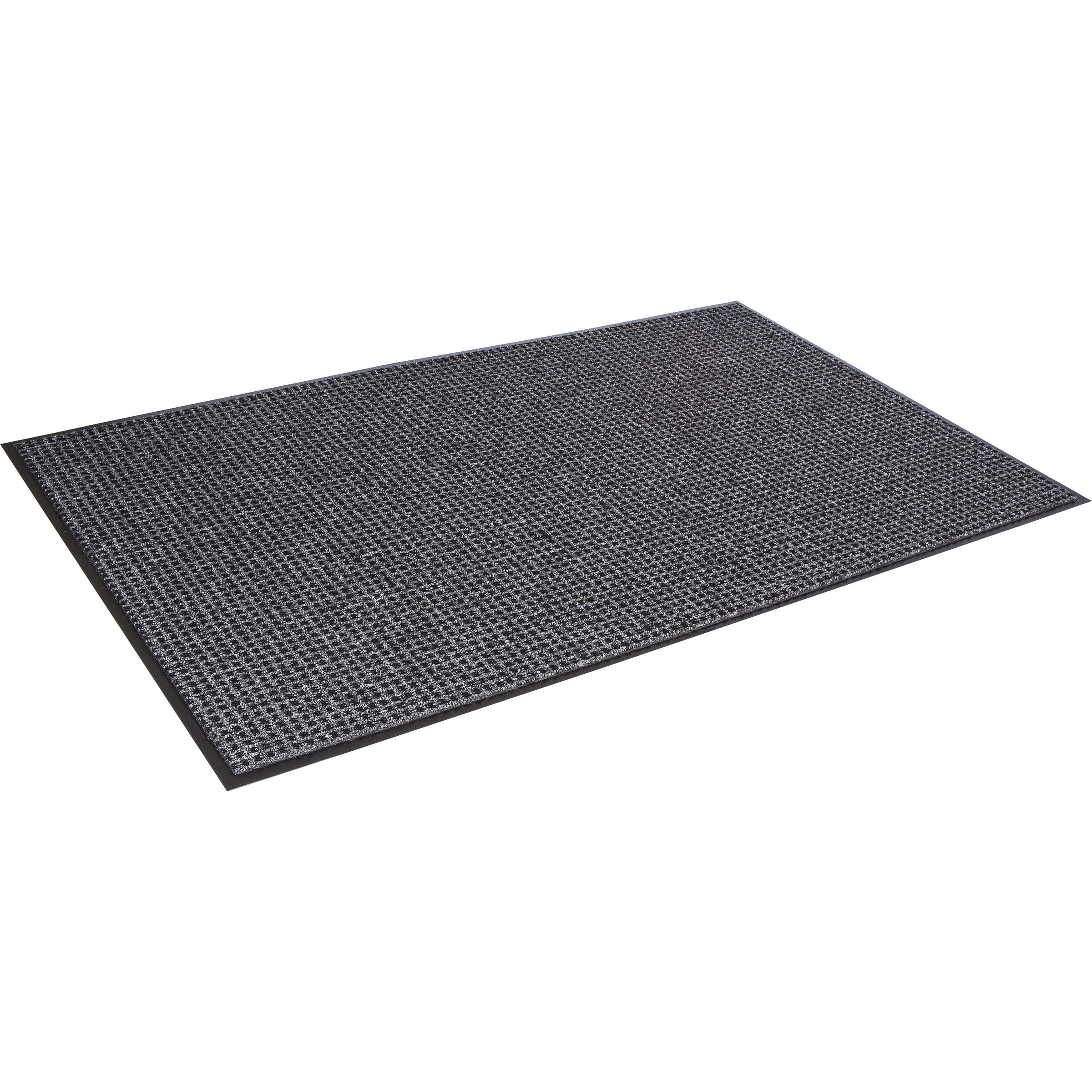 Crown Mats Oxford Wiper Scraper Mat - Floor - 60" Length x 36" Width x 0.375" Thickness - Rectangular - Olefin, Vinyl - Black, Gray - 1Each - 